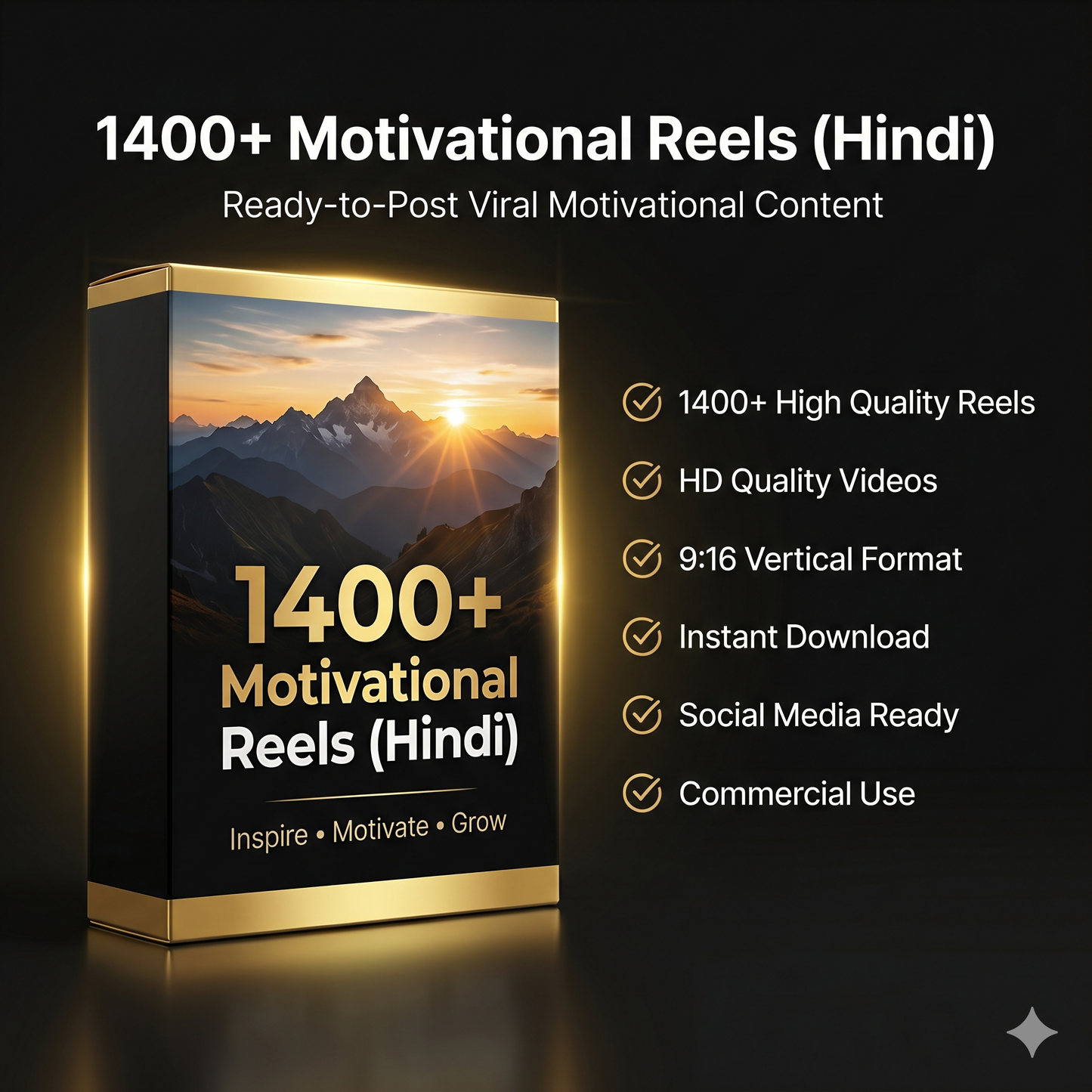 1400+ Motivational Reels (Hindi) – Ready-to-Post Viral Content Pack