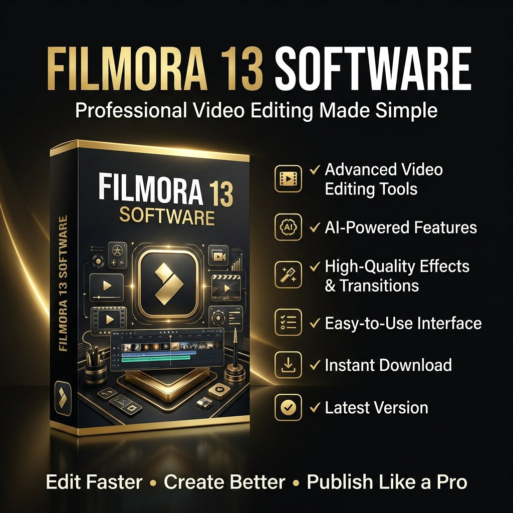 Filmora 13 Pro Video Editing Software – Easy-to-Use Tools & Transitions Bundle