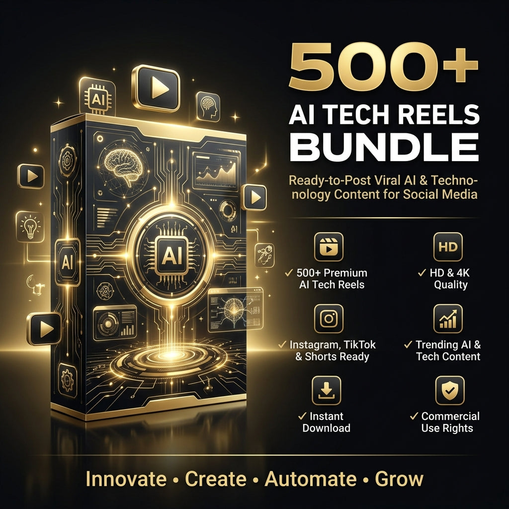 500+ AI Tech Reels Bundle – Viral Artificial Intelligence & Technology Social Media Content